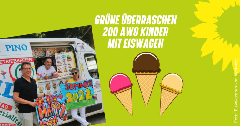 Grüne überraschen 200 AWO Kinder mit Eiswagen