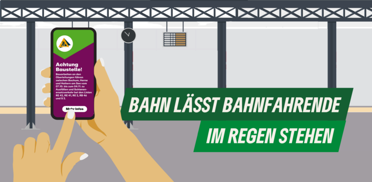 Bahn lässt Bahnfahrende im Regen stehen